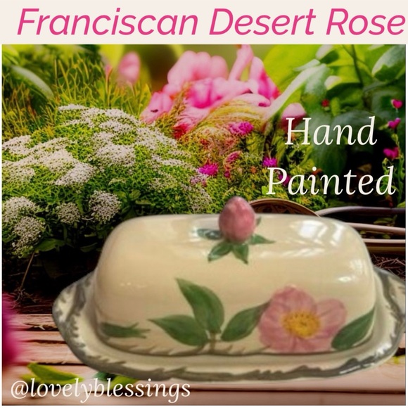 Franciscan Desert Rose Butter Dish Hand Painted Vintage Cottage Farmhouse MCM